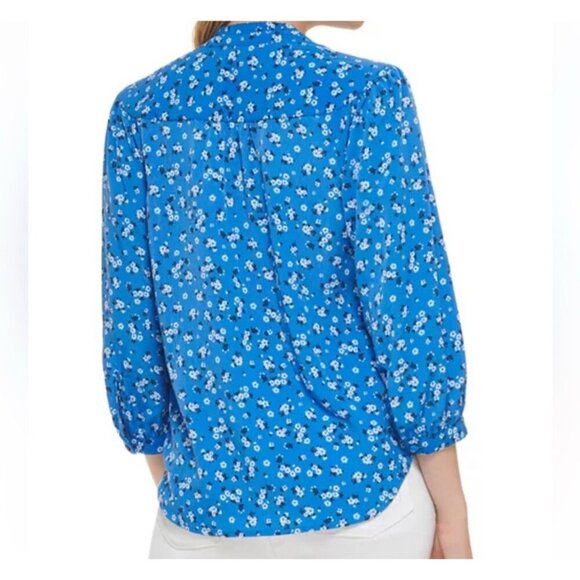 Karl Lagerfeld Womens Blouse Floral Blue Button Down Long Sleeve, Size M, NWT - Picture 4 of 6